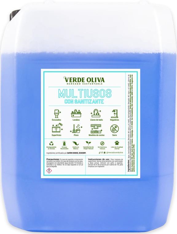 Envases de Lavatrastes, Multiusos con Sanitizante y Detergente Premium Verde Oliva